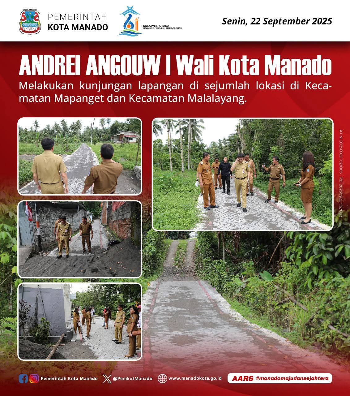 Tinjau Kegiatan Proyek ,Walikota Manado AA Sambangi Sejumlah Lokasi di kecamatan Mapanget dan Malalayang